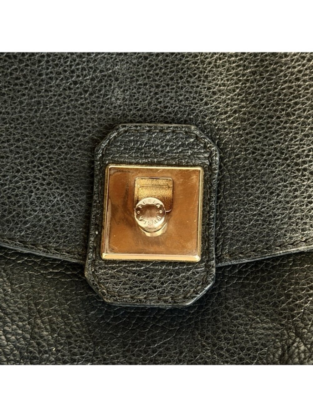 Furla Crossbody Bag Black Textured Leather Gold Accents - Picture 11 of 16